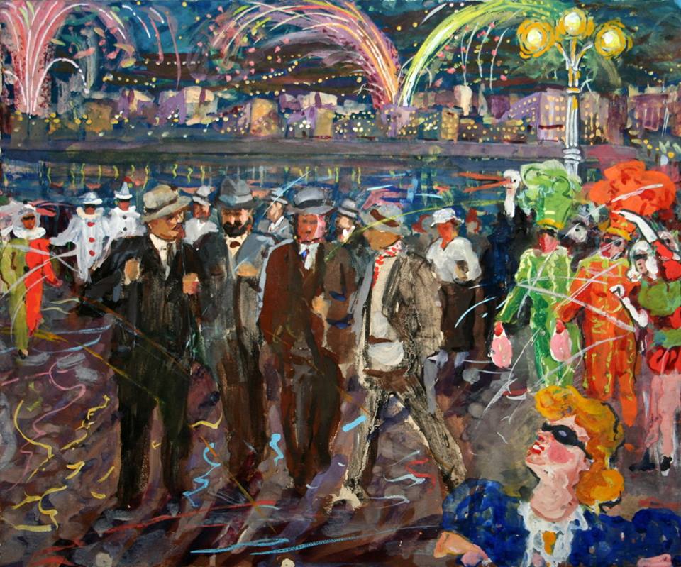 “Lenin in Switzerland” painting by Vasily Elkin, USSR, 1950s