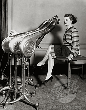 Side profile of a mid adult woman drying her hair, 1920