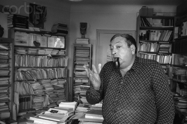 Historian Jacques Le Goff in His Home Office
