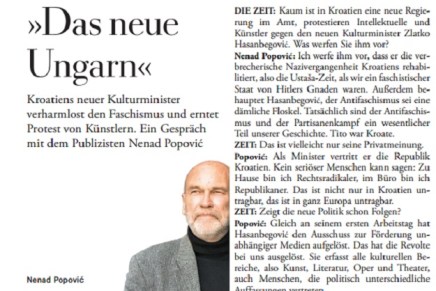 Nenad Popović za Die Zeit: Bojim se da će Hrvatska postati nova&nbsp;Mađarska