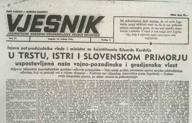 Izvorni broj Vjesnika od 15. 5. 1945