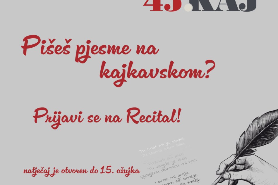 45. Recital suvremenoga kajkavskog pjesništva “Dragutin Domjanić”&nbsp;(natječaj)